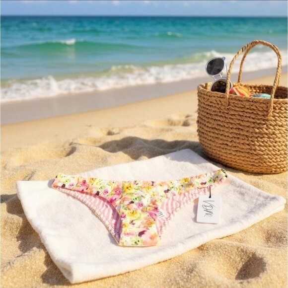 VDM Bikini Bottoms M | Reversible Candy Stripe + Floral | Softcore Swim NWT - Picture 6 of 6